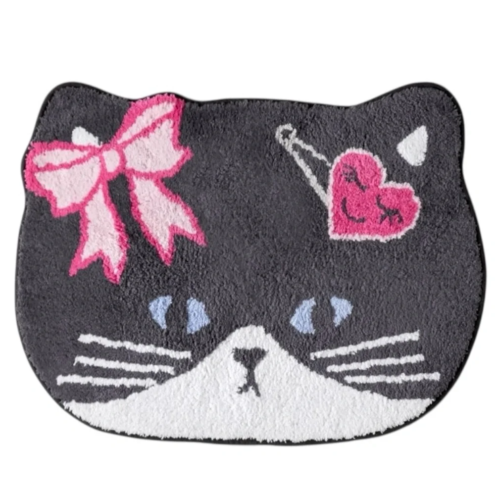 UO Sassy Cat Bow and Barrette Bath Rug